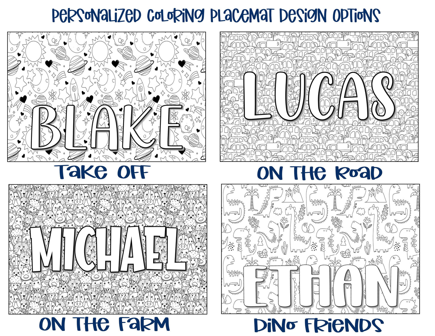 Personalized Coloring Name Placemat