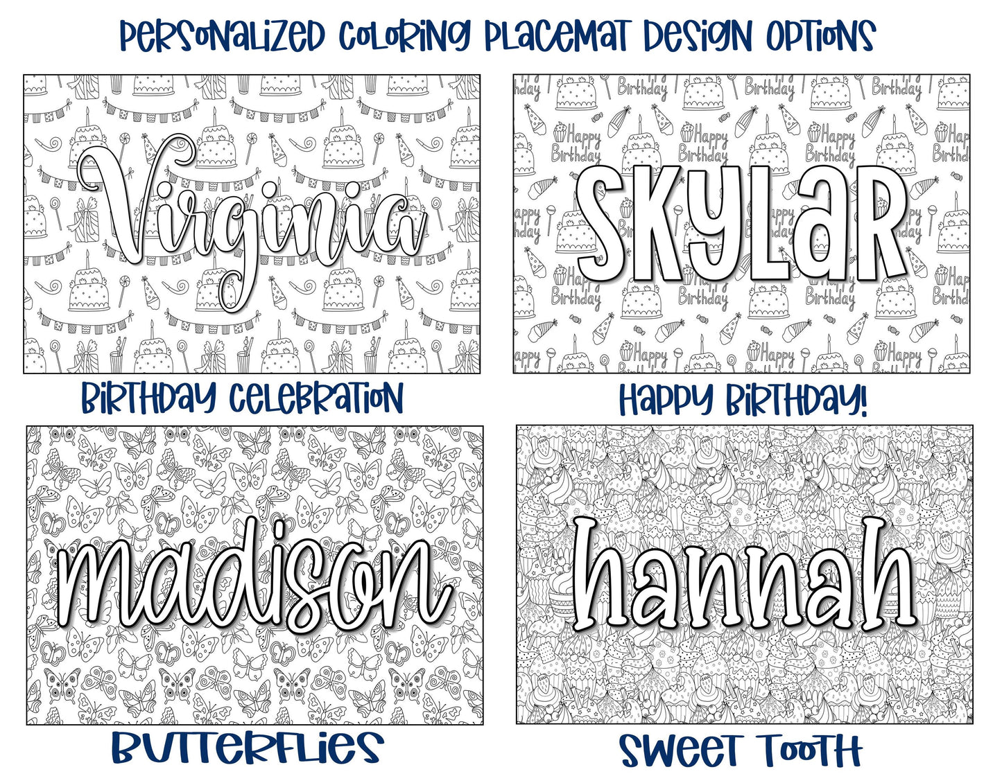 Personalized Coloring Name Placemat - Crazy Cats