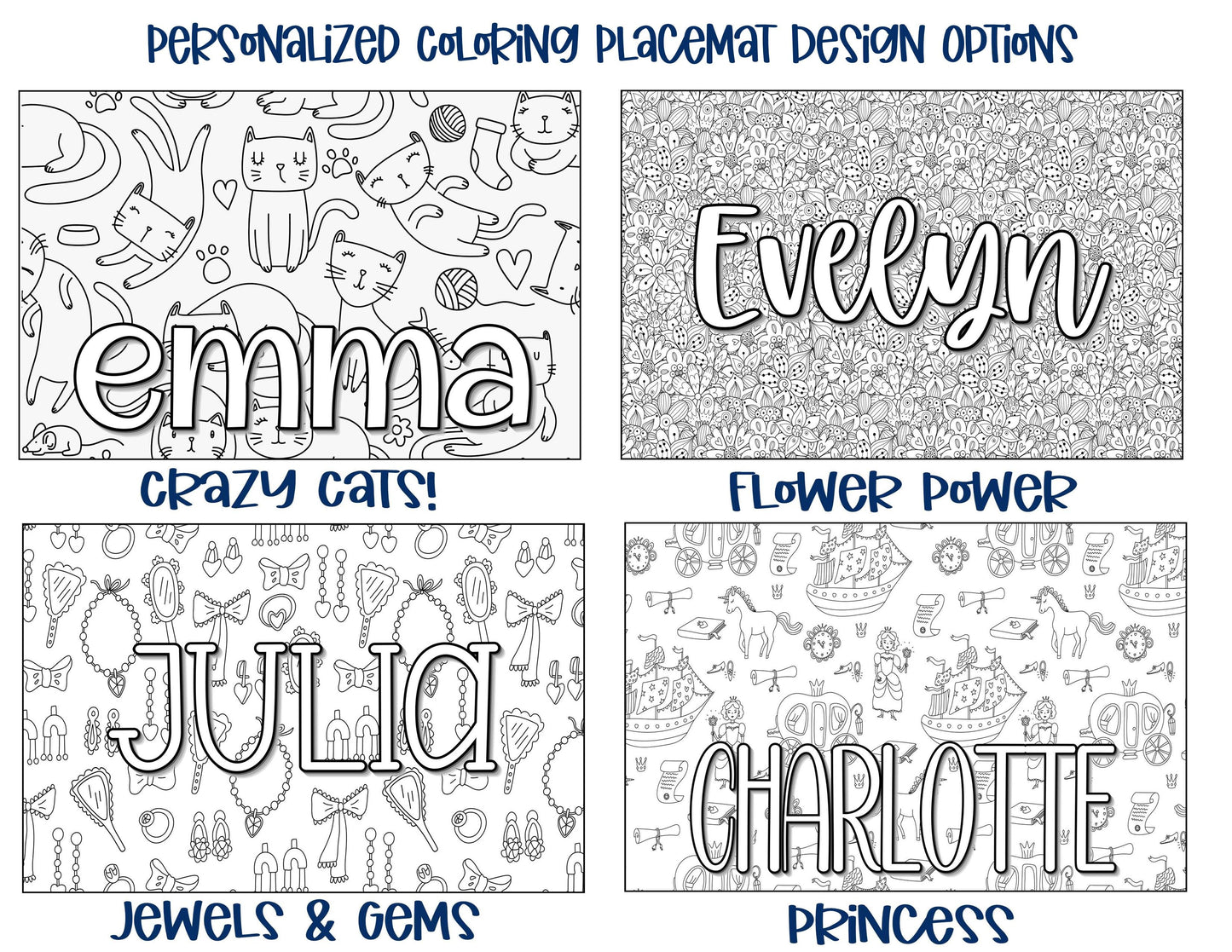 Personalized Coloring Name Placemat - On the Road