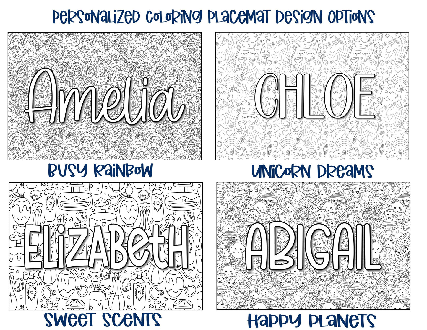 Personalized Coloring Name Placemat - Crazy Cats
