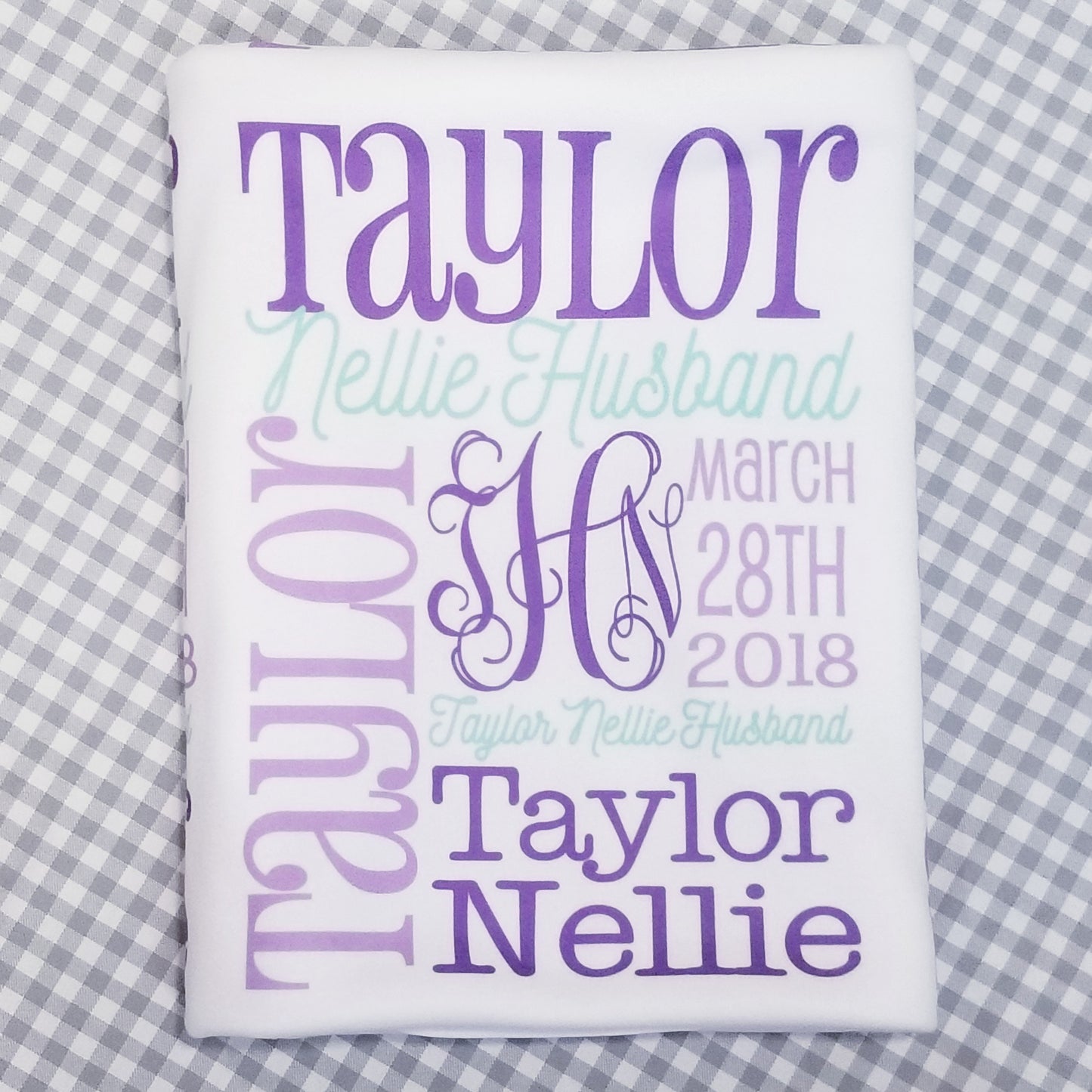 Personalized Baby Name Blanket - Classic Design with Birth Stats